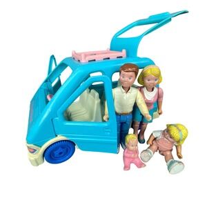 VTG Fisher Price Loving Family Minivan Blue Vehicle Set 4 Figures Kids Toy